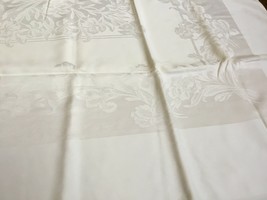 White Iris Floral Jacquard  Cotton linen Dining table Tablecloth - $38.61