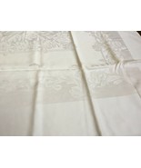 White Iris Floral Jacquard  Cotton linen Dining table Tablecloth - £30.82 GBP