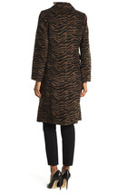 Tahari Sz S Raven Long Coat Dark Brown Zebra Print Wool Blend Overcoat $400 NEW - £42.27 GBP