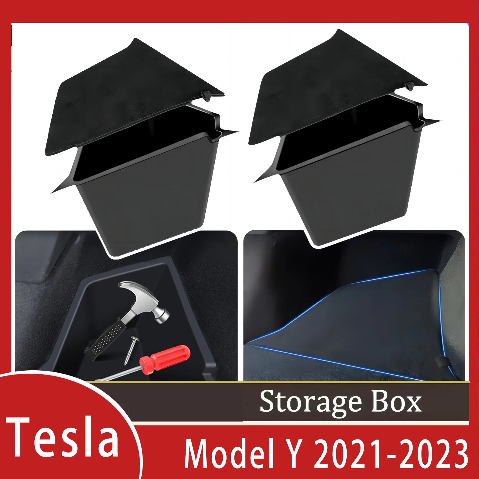 2Pcs/Set Tesla Rear Trunk Organizer Storage Box Left Right Bins Side Tray - £148.88 GBP