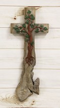 Rustic Celtic Tree of Life Faux Carved Roots Calvary Wall Cross Crucifix... - £27.40 GBP