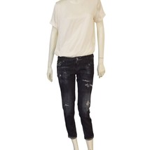 Dsquared2 Black Gray &quot;Icon&quot; Denim Crop Distressed Slim Trousers Pants si... - $117.81