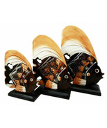 Balinese Wood Handicrafts Tropical Solar Angel Fish Family Set of 3 Figu... - $40.73 CAD