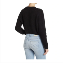 Elodie Women&#39;s size Small Cropped Crewneck Sweater Ribbed Knit Black  - £28.92 GBP