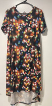 LULAROE LLR SIZE MED T-SHIRT DRESS MULTICOLOR BLURRED LIGHTS HI-LOW #561 - £19.99 GBP