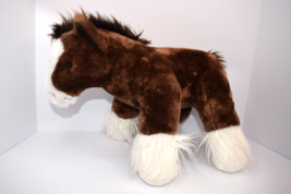 Build a Bear Clydesdale Horse Plush 16&quot; Stuffed Animal Brown &amp; White - $272.22 MXN
