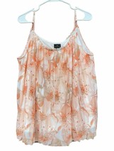 Worthington Blouse Womens Lined Pleated Shirt XL Orange Floral - RB - £9.61 GBP