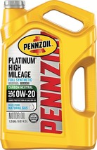 Pennzoil Platinum High Mileage Full Synthetic 0W-20 Motor Oil for Vehicles Over - £35.01 GBP