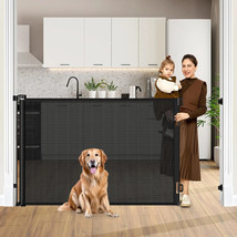 42&quot; Tall X 80&quot; Wide Retractable Mesh Baby Pet Gates Black - $38.00