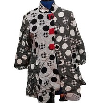 Ali Miles Blouse Shirt Print Dots Medium Shirt Button - £29.89 GBP