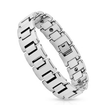 Mens Classic Tungsten Bracelet Modern Magnetic Link Watch Band Style - £111.90 GBP