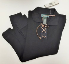 Ralph Lauren Southwest Style Sweater Top Pullover Rawhide Tie L/S Black ... - £31.20 GBP
