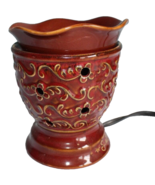 Scentsy DSW Roma Rust Red Brown Oil Wax Melt Warmer Aroma Floral Print W... - £15.41 GBP