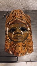 Hand Carved Wooden Mask Tribal Mayan Mask Home Decoration 9.5” Tall - £21.59 GBP