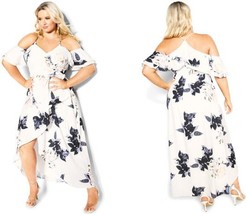 City Chic Delicate Floral Cold Shoulder Maxi Dress Size Large 20 NEW - £61.86 GBP
