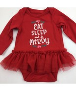Cat &amp; Jack Baby Girls Eat Sleep Be Merry Christmas Tutu Bodysuit Red NB ... - £14.14 GBP