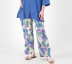 Cuddl Duds Crepe Knit Resort Pants Purple Floral, X-Large - $19.79