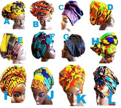 African Fabric Ankara Wax Prints Headtie Head Wrap 20&quot; X 71&quot; inch - Choose - $15.99