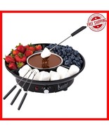 Compact Electric Fondue Maker - 10oz Bowl, Forks &amp; Serving Tray for Gath... - $66.10 CAD