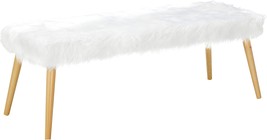 Magnus Long Hair Furry Ottoman, White, Christopher Knight Home - $133.98