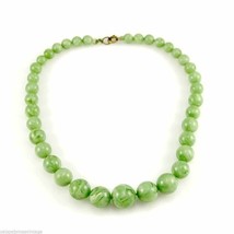 Vintage Necklace  Celluloid Round Jadeite  Beads  1930S - $49.44