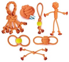 Ruff Rope Dog Toys Tough Orange Knot Tennis Ball Dental Chew Play Fetch Tugs  - £8.64 GBP+