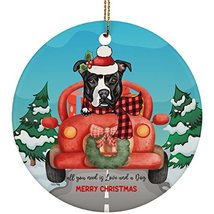 hdhshop24 Love and Pitbull Terrier Dog Merry Christmas Ornament Gift Pine Tree D - £15.61 GBP