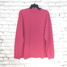 Izod Luxury Sport Shirt Men Medium Red Vintage Wash Long Sleeve Pocket C... - £15.68 GBP