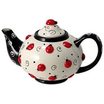Ladybug With Swirls Teapot For Kitchen Decor And Teas - £35.62 GBP