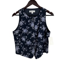 Karen Kane Blue Floral Vest Button Front Size 12 - £12.34 GBP