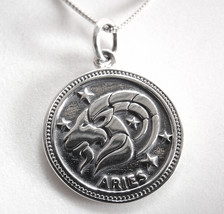 Aries Zodiac Sign of the Ram 925 Sterling Silver Pendant Astrology - £13.77 GBP