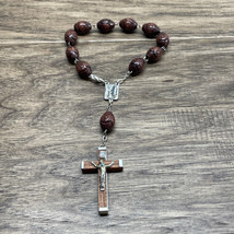 NEW Rosewood Wooden Beaded Rosary Catholic Religious KG JD  - $12.86
