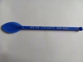 Latin Quarter New York Miami Beach Spoon Swizzle Stick Drink Stirrer Blue - $10.09