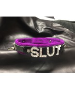 Leather Suede locking 1" wide choker slut slave bondage collar - $54.99