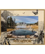 Yellowstone National Park With Bear, Moose, Eagle Wood Frame Landscape (... - $975.57 MXN