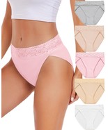 RHYFF Womens Underwear Cotton Bikini Panties High Cut Lace Panty XL Pink - $18.99