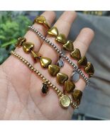 Double Layer Fashion Design Natural Pyrite Love Shape Bead, Gold/Silver ... - $77.17