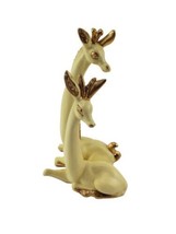 Vintage Roselane Pottery Elegant Deer Figurines Yellow Gold Set 2  - $44.50