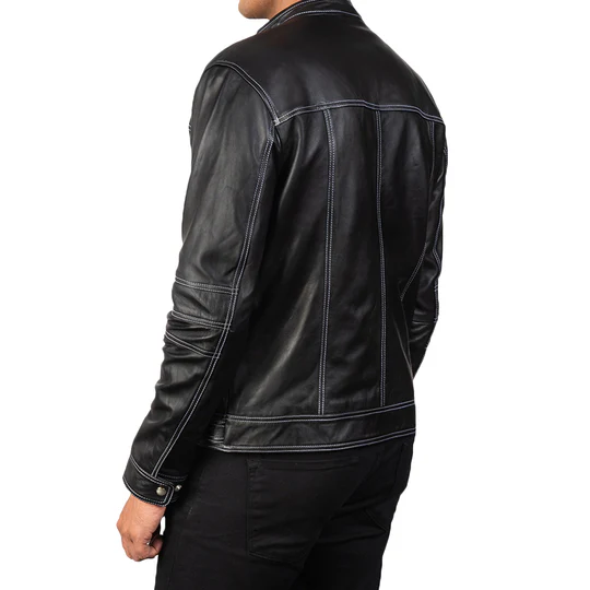 BLACK LEATHER BIKER JACKET - $210.00