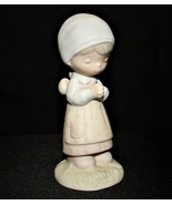 Precious Moments 1981 THANKING HIM FOR YOU 5.5&quot; Girl Praying Figurine, E... - £10.23 GBP