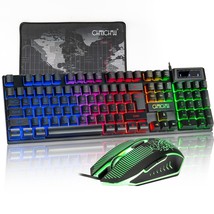 CHONCHOW Gaming LED Backlit Keyboard and Mouse Combo USB Wired Rainbow Key Board - £31.71 GBP