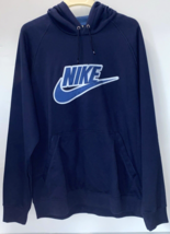 VTG Nike Spellout Sweatshirt Hoodie Center Swoosh Big Logo Mens XL Blue ... - $55.16
