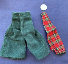 Vintage Barbie Forrest Green Corduroy Capris With Red Plaid Waist - £11.60 GBP
