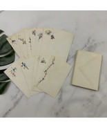 Vintage Embellished Note Card Stationary White Floral Birds 60s Blank Paper - $14.84