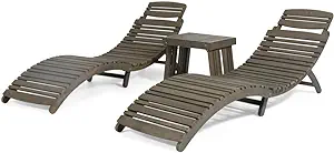 Christopher Knight Home Geoffrey Outdoor Acacia Wood Chaise Lounge Set, ... - $644.99