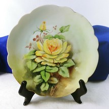 Collector Plate Yellow Rose Hand Painted LB Chaffee Bavaria 9&quot; Hallmarked Signed - £24.69 GBP