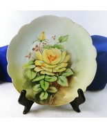 Collector Plate Yellow Rose Hand Painted LB Chaffee Bavaria 9&quot; Hallmarke... - $733.88 MXN