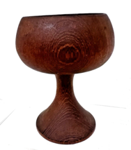 Vintage Hand Turned Dark Wood Stem Bowl Champagne Wine Goblet 5 1/4" Tall - $28.22