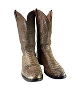 Vintage Justin Snakeskin Bottom/Leather Upper Cowboy Boots Tan Men&#39;s Sz ... - $72.25