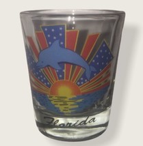 Florida Dolphin Jumping Over The Sunset Vintage Souvenir Shot Glass - $5.78